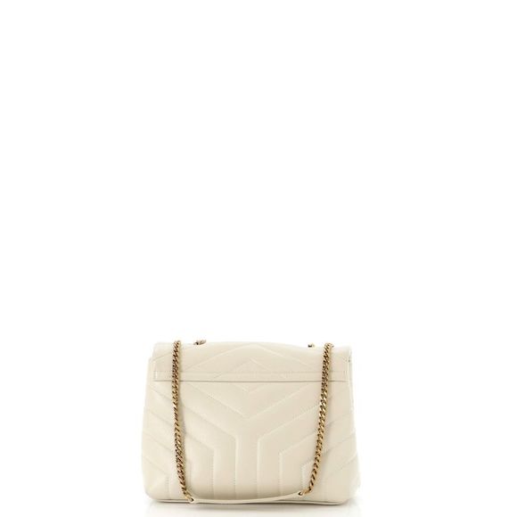 Saint Laurent Loulou Shoulder Bag Matelasse Chevron Leather Small White - Picture 3 of 6
